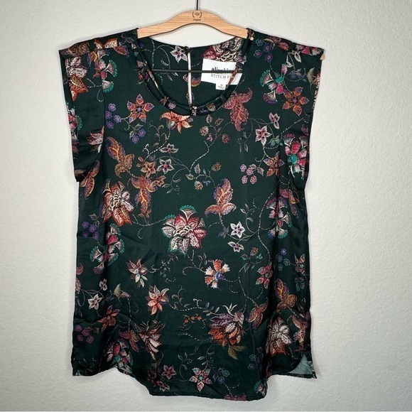 Alice Blue Floral Short-Sleeve Blouse- Sz‎ M - Picture 1 of 7
